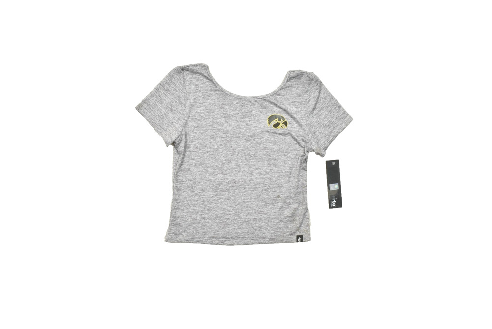 NEW Certo Iowa Hawkeyes Scoop Back Tee Short Sleeve Dark Haze Gray Size S